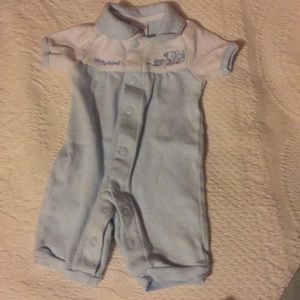 Preemie baby blue/white